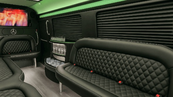 Interior of Georgetown Party Bus Company's 14 Passenger Sprinter Limousine in Georgetown