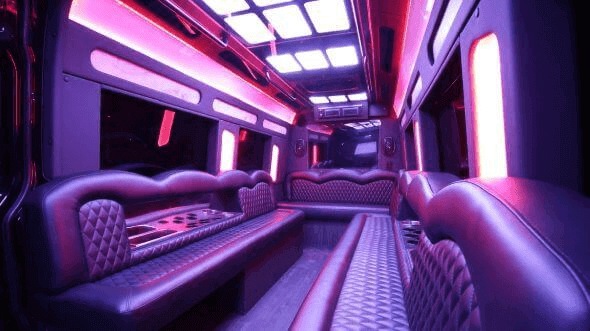 Interior of Southfield Party Bus Company's 14 Passenger Sprinter Limousine in Southfield