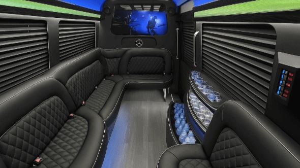 Interior of Sterling Heights Party Bus Company's 14 Passenger Sprinter Limousine in Sterling Heights