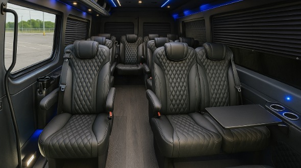 Interior of Michigan Party Bus Company's 15 Passenger Minibus in Michigan