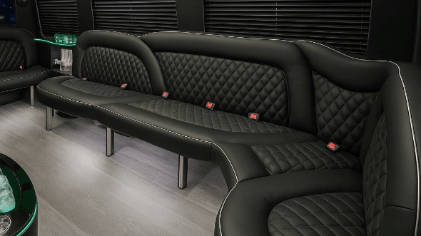 Interior of Roseville Party Bus Company's 15 Passenger Party Bus in Roseville