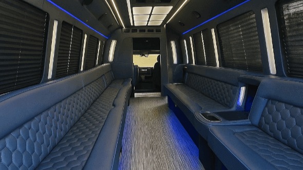 Interior of Clinton Party Bus Company's 25 Passenger Party Bus in Clinton