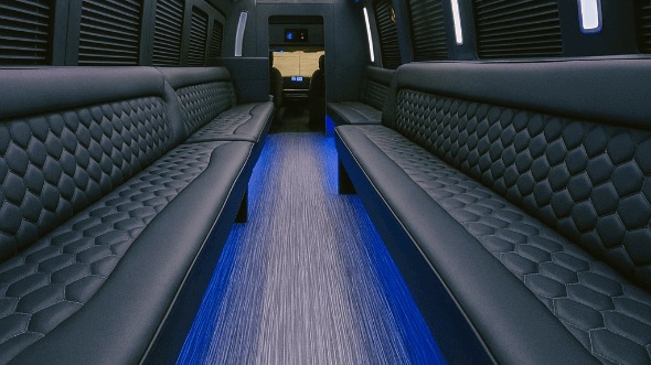 Interior of Warren Party Bus Company's 25 Passenger Party Bus in Warren