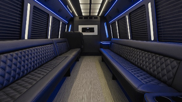 Interior of West Bloomfield Party Bus Company's 28 Passenger Party Bus in West Bloomfield