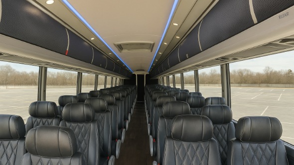 Interior of Michigan Party Bus Company's 44 Passenger Charter Bus in Michigan