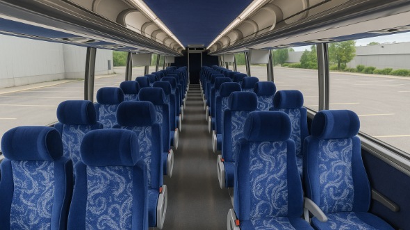 Interior of Michigan Party Bus Company's 46 Passenger Charter Bus in Michigan