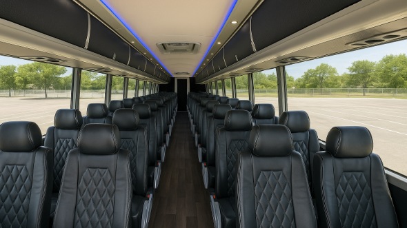 Interior of Michigan Party Bus Company's 51 Passenger Charter Bus in Michigan