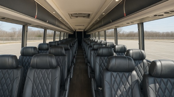 Interior of Michigan Party Bus Company's 54 Passenger Charter Bus in Michigan