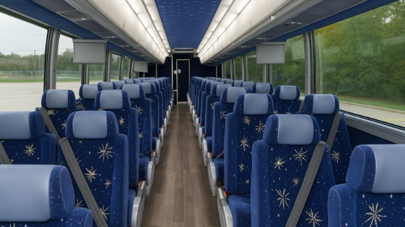 Interior of Michigan Party Bus Company's 55 Passenger Charter Bus in Michigan