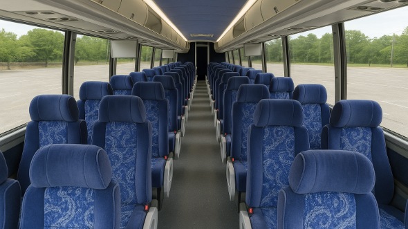 Interior of Michigan Party Bus Company's 56 Passenger Charter Bus in Michigan